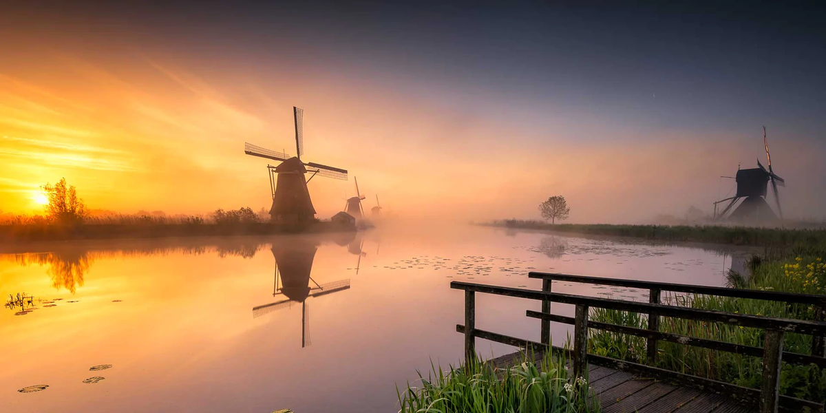 Image of Dutch windmills taken using Formatt Hitech ND filters